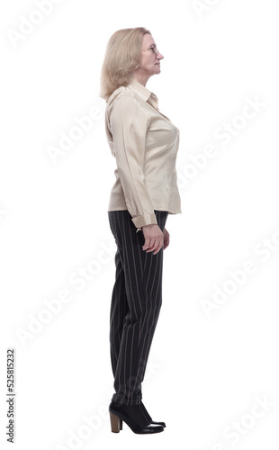 smiling woman in striped trousers looking at you