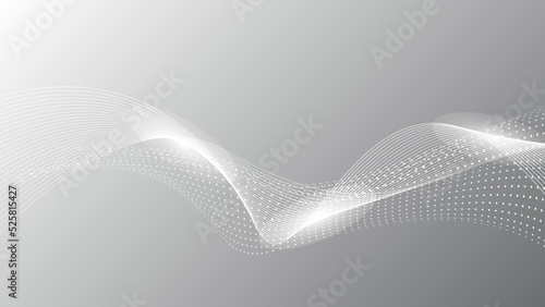 Abstract grey white vector background with flowing particles. Digital future technology concept. 
