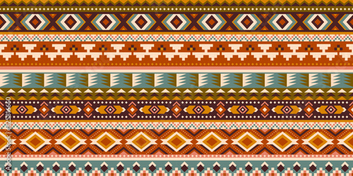 Peruvian american indian pattern tribal ethnic motifs geometric seamless vector fabric background