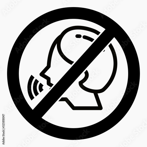 Do not speak icon. Quiet. Keep silence. Keep quiet. Vector icon.