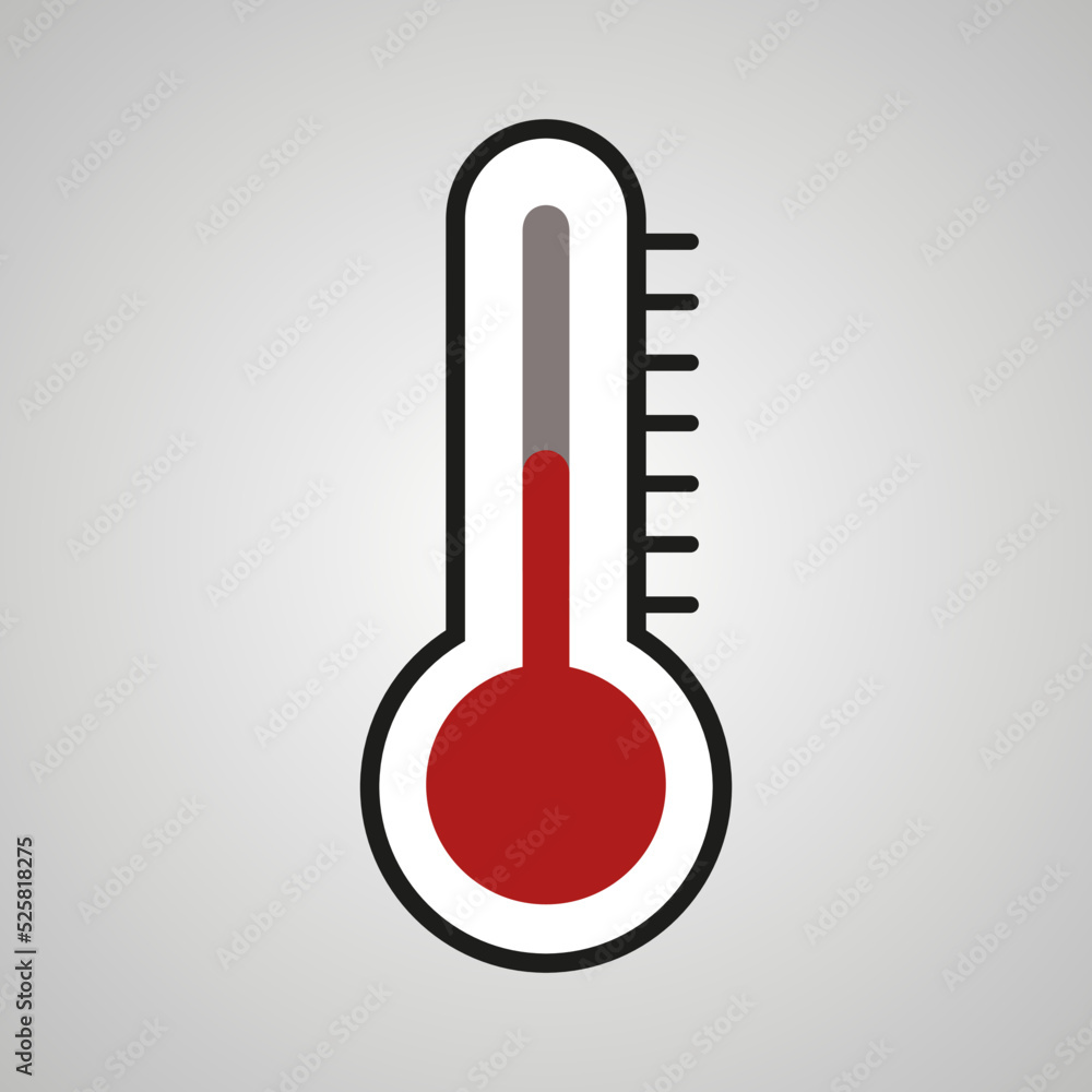 Flat design meteorological thermometer. Hot temperature measurement. Flat design meteorological thermometer. Hot temperature measurement.