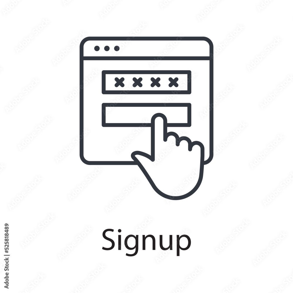 Signup vector outline Icon Design illustration. Miscellaneous Symbol on White background EPS 10 File