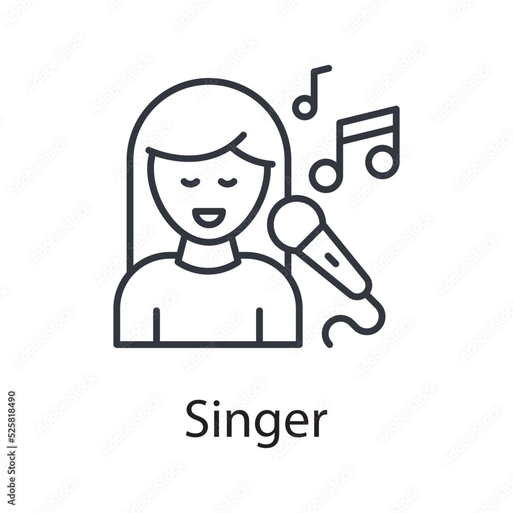 Singer vector outline Icon Design illustration. Miscellaneous Symbol on White background EPS 10 File Singer vector outline Icon Design illustration. Miscellaneous Symbol on White background EPS 10 File