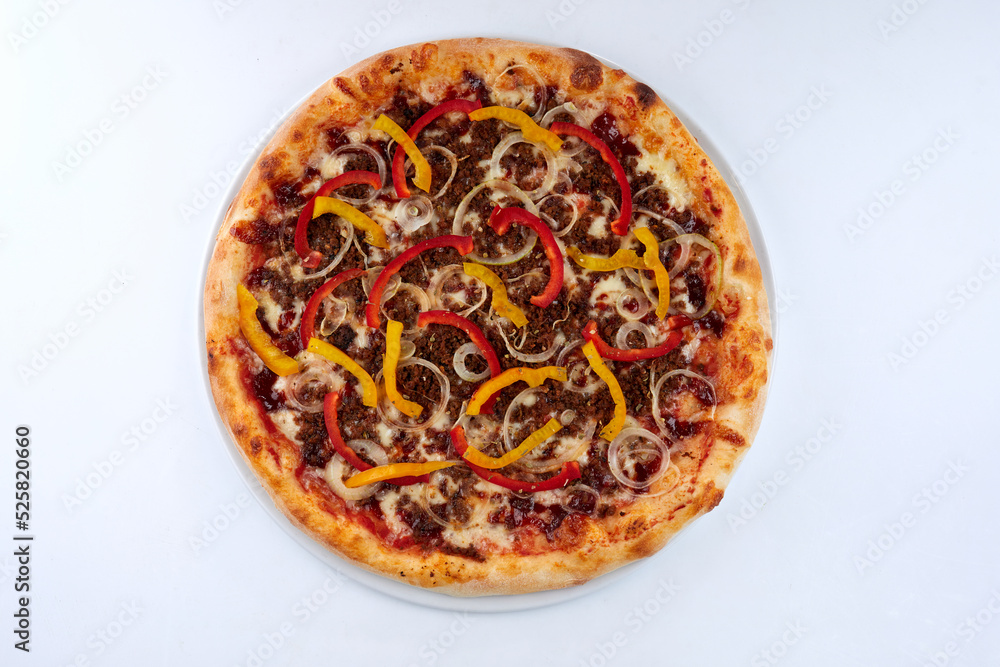 fresh pizza on the white plate fresh pizza on the white plate