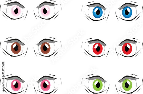 Cartoon beautiful eyes vector set. wondering emotion eyes