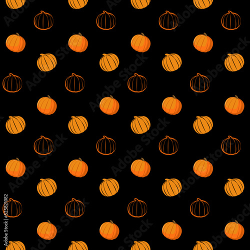 Wallpaper Mural Pumpkin seamless pattern, cartoon style, vector. Torontodigital.ca