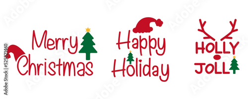 Canvas-taulu Set of Christmas Calligraphy