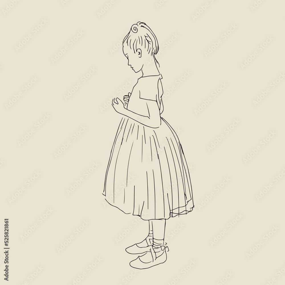 Fototapeta premium Vector illustration of pretty little girl
