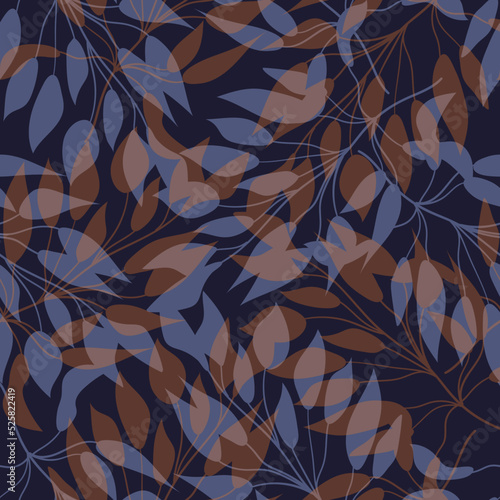 Seamless botanical pattern with leaves