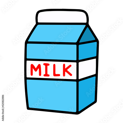 牛乳, ミルク, 生乳, 牛乳パック, 飲み物, 朝, 乳製品, イラスト, 手描き, かわいい, 箱