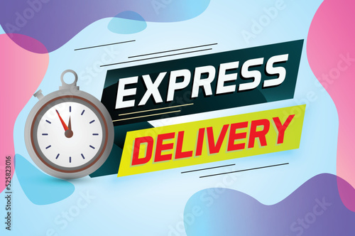 Express delivery word concept vector illustration with stopwatch style for use landing page  template  ui  web  mobile app  poster  banner  flyer  background  gift card  coupon  label