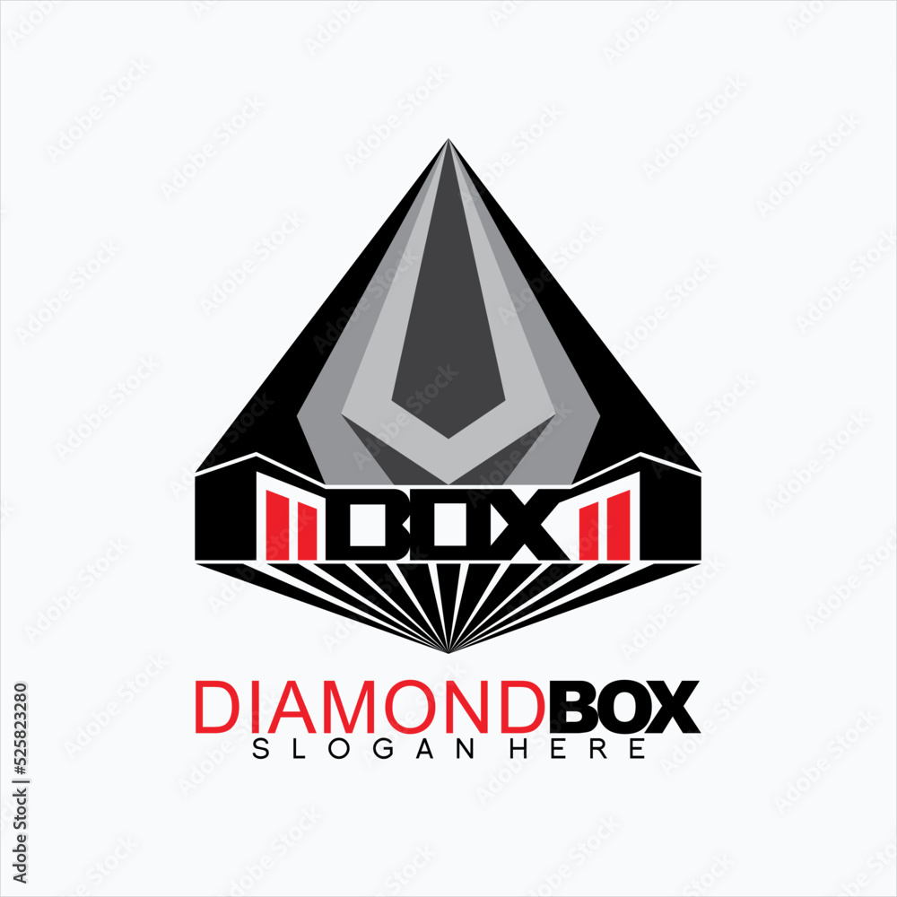 Vector diamond design logo with jewelry box concept. Design logo perspective. Vector diamond design logo with jewelry box concept. Design logo perspective.