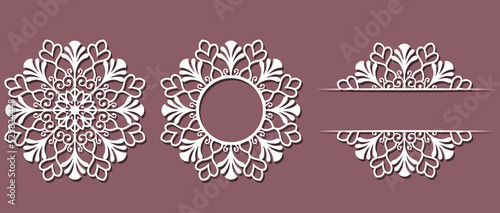 Big set of Christmas decorations - balls with a Santa Claus, deer, snowflake, candle, angel, snowman, gift, sock, Christmas tree, house. Template for laser cut. New Year theme. Vector illustration