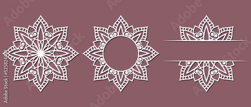 Big set of Christmas decorations - balls with a Santa Claus, deer, snowflake, candle, angel, snowman, gift, sock, Christmas tree, house. Template for laser cut. New Year theme. Vector illustration