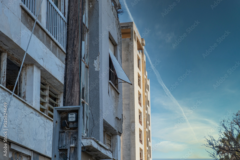 The abandoned city, ghost town, Varosha in Famagusta, North Cyprus. The local name is The abandoned city, ghost town, Varosha in Famagusta, North Cyprus. The local name is