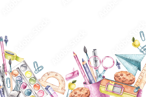 Watercolor background back to school