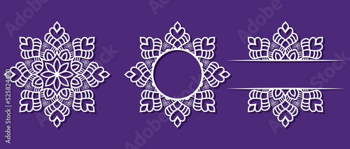 Big set of Christmas decorations - balls with a Santa Claus, deer, snowflake, candle, angel, snowman, gift, sock, Christmas tree, house. Template for laser cut. New Year theme. Vector illustration