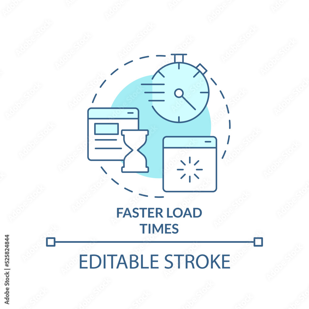 Faster load times turquoise concept icon. Advantage of mobile first ...