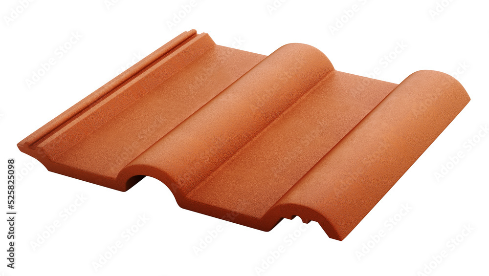 Roof tile isolated on white background. 3D illustration