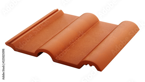 Roof tile isolated on white background. 3D illustration photo