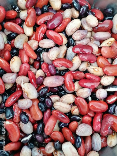 Dried beans soaked in water.