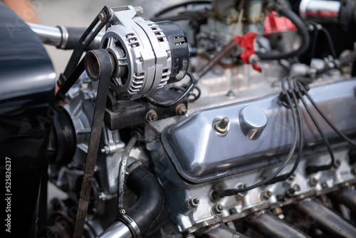 close-up of a car engine, an internal combustion engine. © Евгений Бордовский
