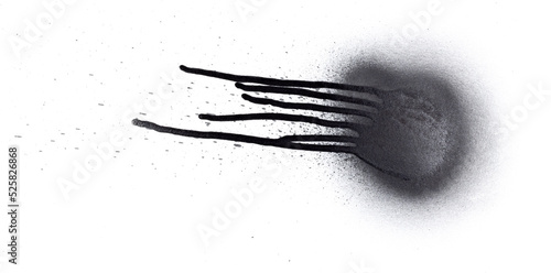 Close Up of Black Spray Paint Splatter Grunge on White Background  