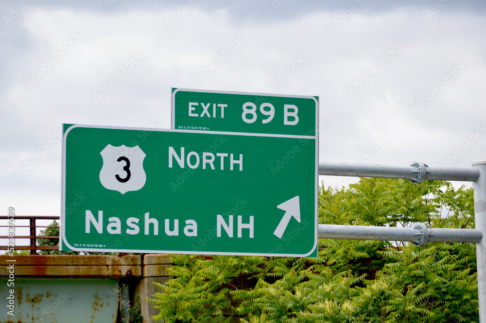 Highway Signage for Route 3 North, Nashua NH - June 18, 2022, Massachusetts, United States