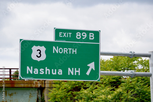 Highway Signage for Route 3 North, Nashua NH - June 18, 2022, Massachusetts, United States photo