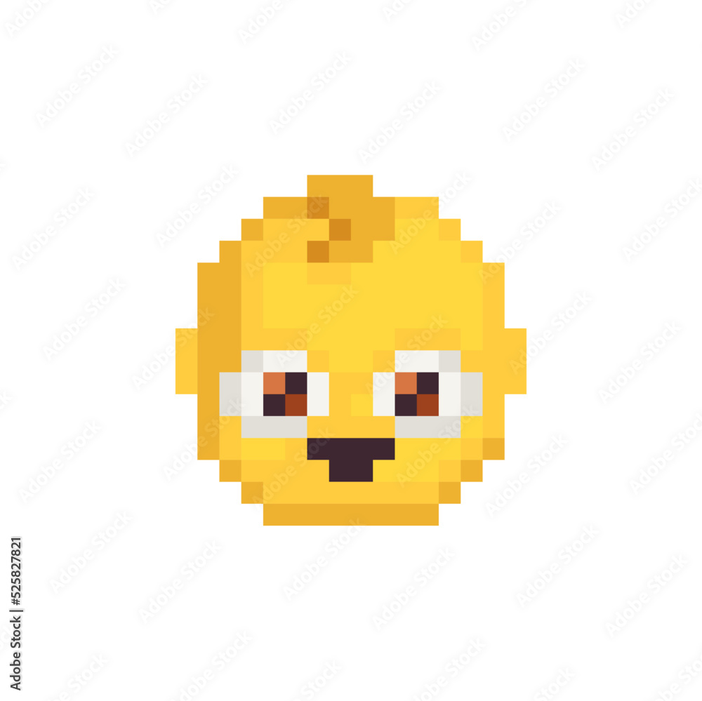 Cute baby abstract pixel art character, element design for logo, app, web, sticker. Video game sprite. Isolated vector illustration. Cute baby abstract pixel art character, element design for logo, app, web, sticker. Video game sprite. Isolated vector illustration.