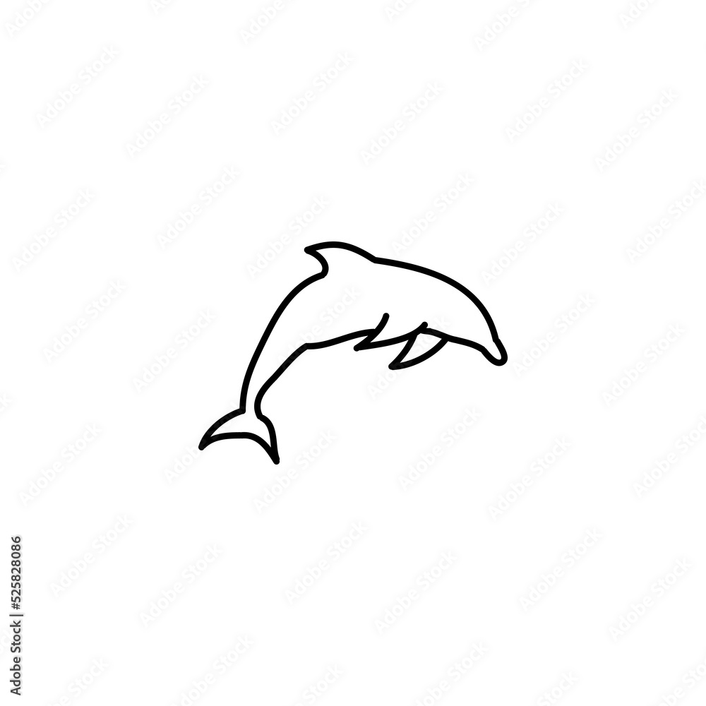 Fototapeta premium Hand drawn dolphin icon, simple doodle icon