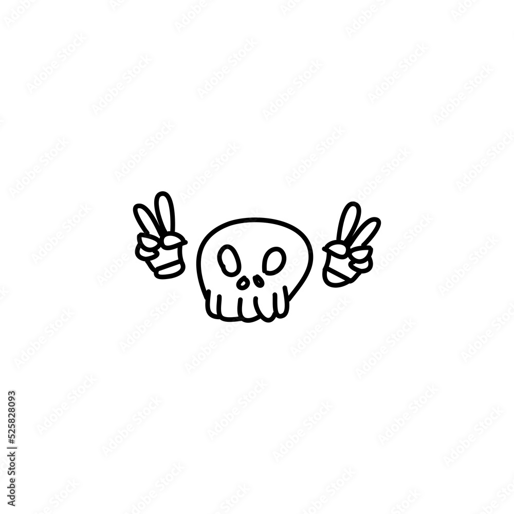 Obraz premium Hand drawn Cute skull icon, simple doodle icon