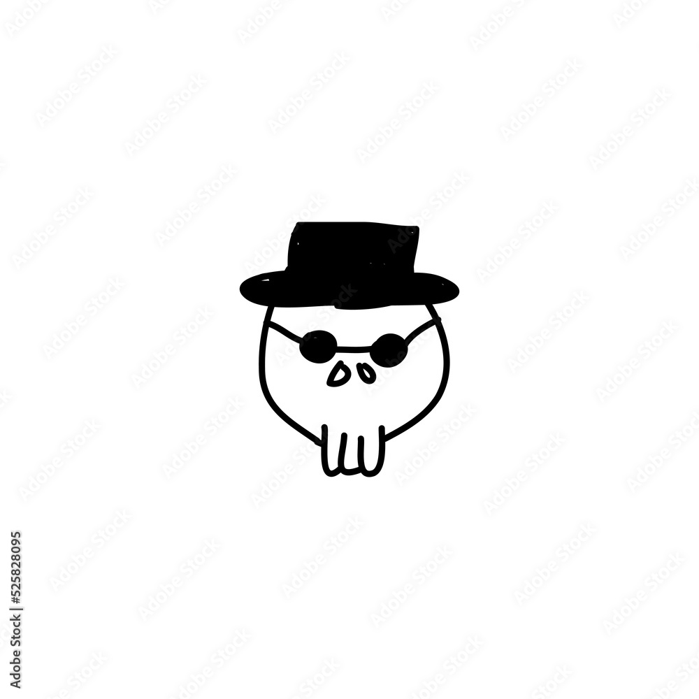 Hand drawn Cute skull icon, simple doodle icon
