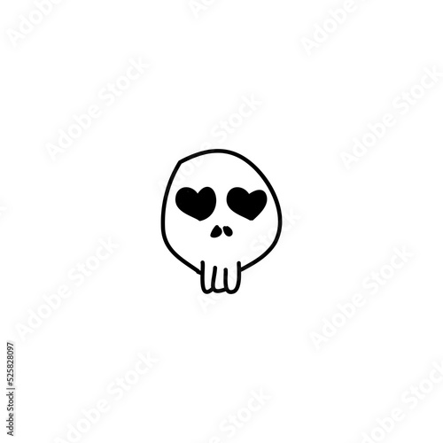 Hand drawn Cute skull icon, simple doodle icon