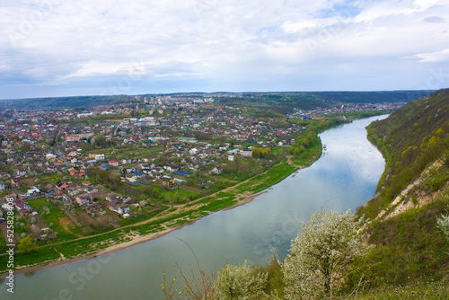 Panorama of Zalishchyky and the Dniester River in Ukraine