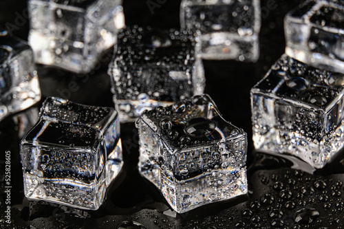Frozen ice cubes on a Black background