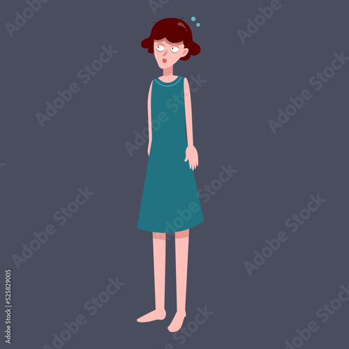 Female can’t sleep. Woman with insomnia disorder. Vector illustration