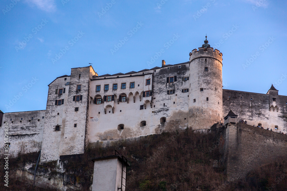 View of Hohensalzburg Fortress or Festung Hohensalzburg in Salzburg, Austria