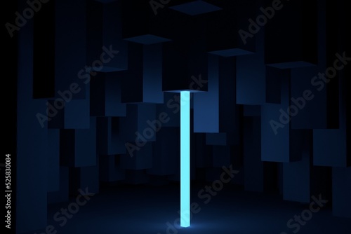 Abstract cavern with dark solid columns.