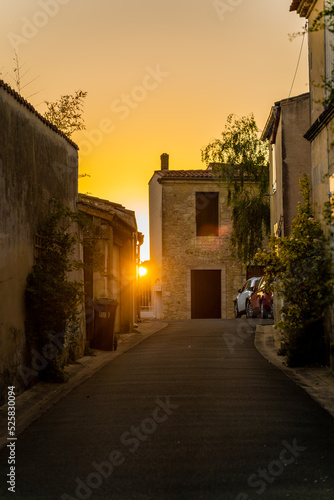 sunset in the old town of French village