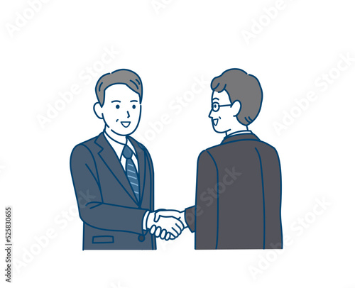 握手をする　スーツ姿の男性　中年　ミドル　会社員　ビジネスマン　契約　取引　依頼　イラスト