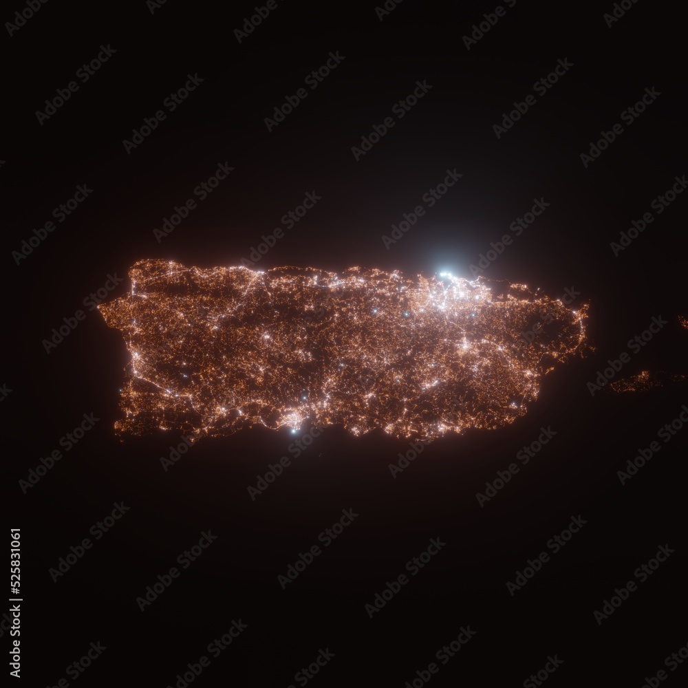 Puerto Rico Street Lights Map Satellite View On Island At Night puerto-rico-street-lights-map-satellite-view-on-island-at-night