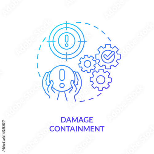 Damage containment blue gradient concept icon. Strategy. Model for crisis management steps abstract idea thin line illustration. Isolated outline drawing. Myriad Pro-Bold font used