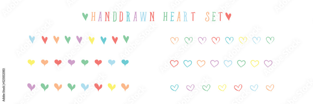 Hearts hand drawn vector icon design template