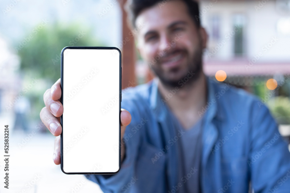 man showing a smart phone screen man showing a smart phone screen