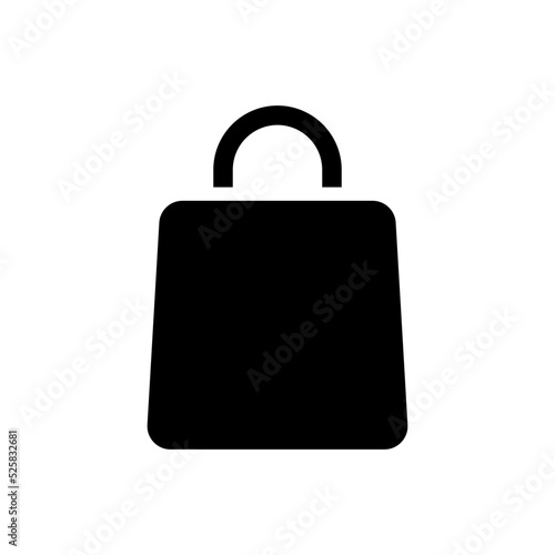 Shopping bag black glyph ui icon. Online marketplace. Apparel shop. Buying items. User interface design. Silhouette symbol on white space. Solid pictogram for web, mobile. Isolated vector illustration