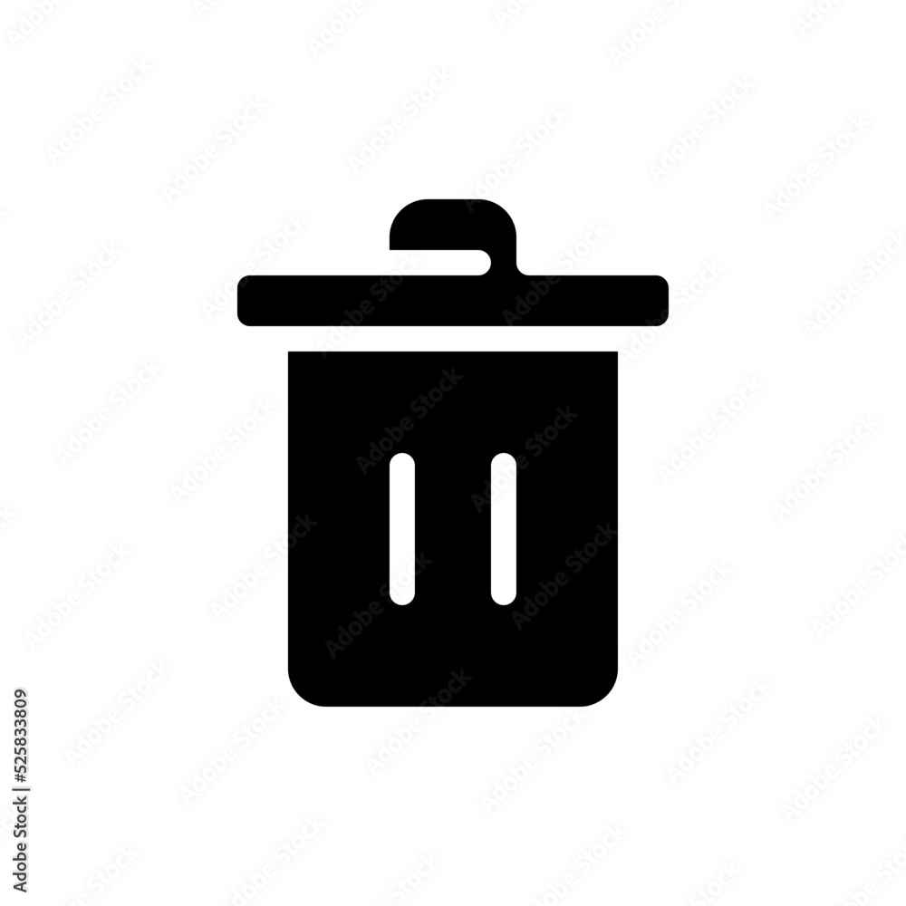 Trash can black glyph ui icon. Recycle bin. Garbage container. E commerce. User interface design. Silhouette symbol on white space. Solid pictogram for web, mobile. Isolated vector illustration Trash can black glyph ui icon. Recycle bin. Garbage container. E commerce. User interface design. Silhouette symbol on white space. Solid pictogram for web, mobile. Isolated vector illustration