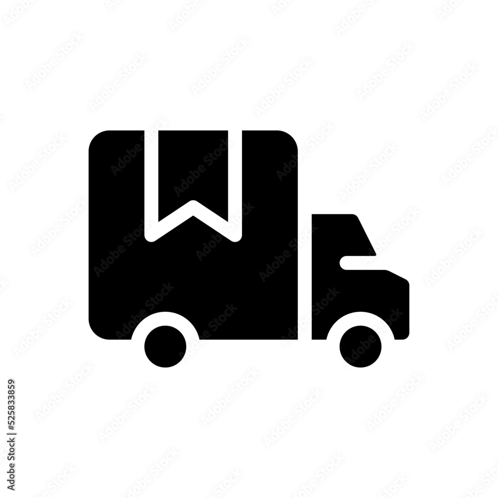 Delivery truck black glyph ui icon. Transporting goods and products. E commerce. User interface design. Silhouette symbol on white space. Solid pictogram for web, mobile. Isolated vector illustration Delivery truck black glyph ui icon. Transporting goods and products. E commerce. User interface design. Silhouette symbol on white space. Solid pictogram for web, mobile. Isolated vector illustration