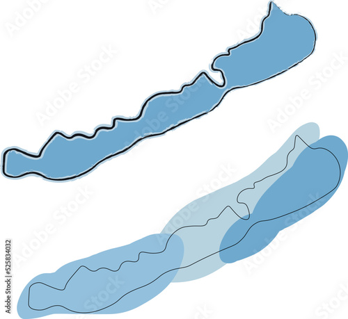 Balaton lake in Hungary. Vector illustratoin in blue