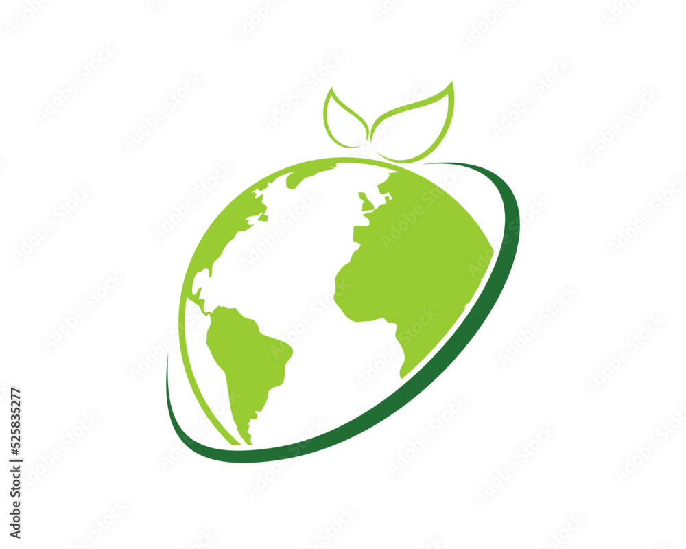 Green earth with leaf shape